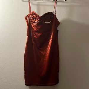 Sierra Satin Mini Dress Rust